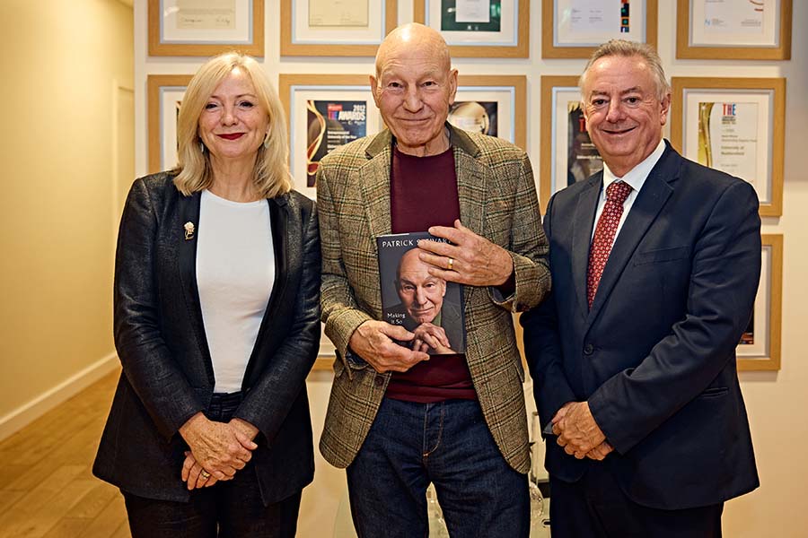 Patrick Stewart with the VC and Tracy Brabin