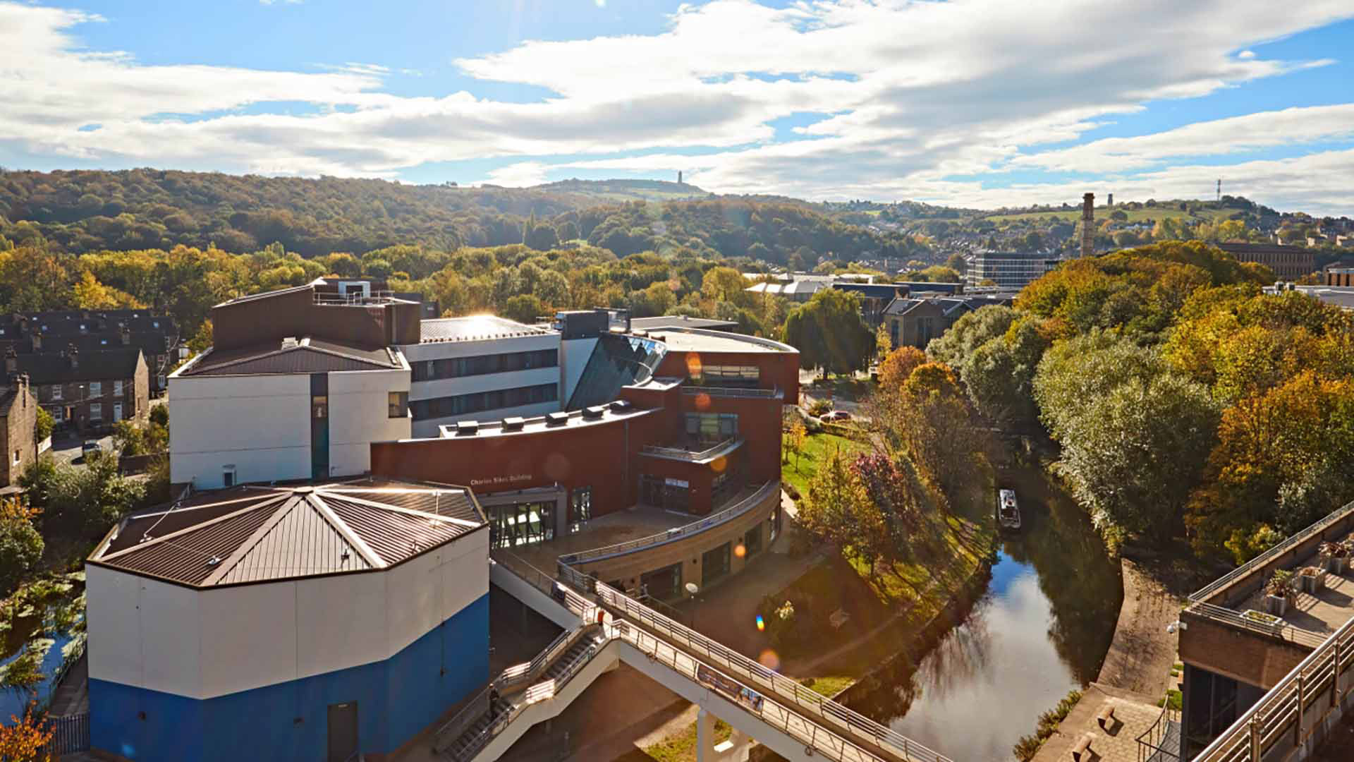 an aerial view of Huddersfield Business School