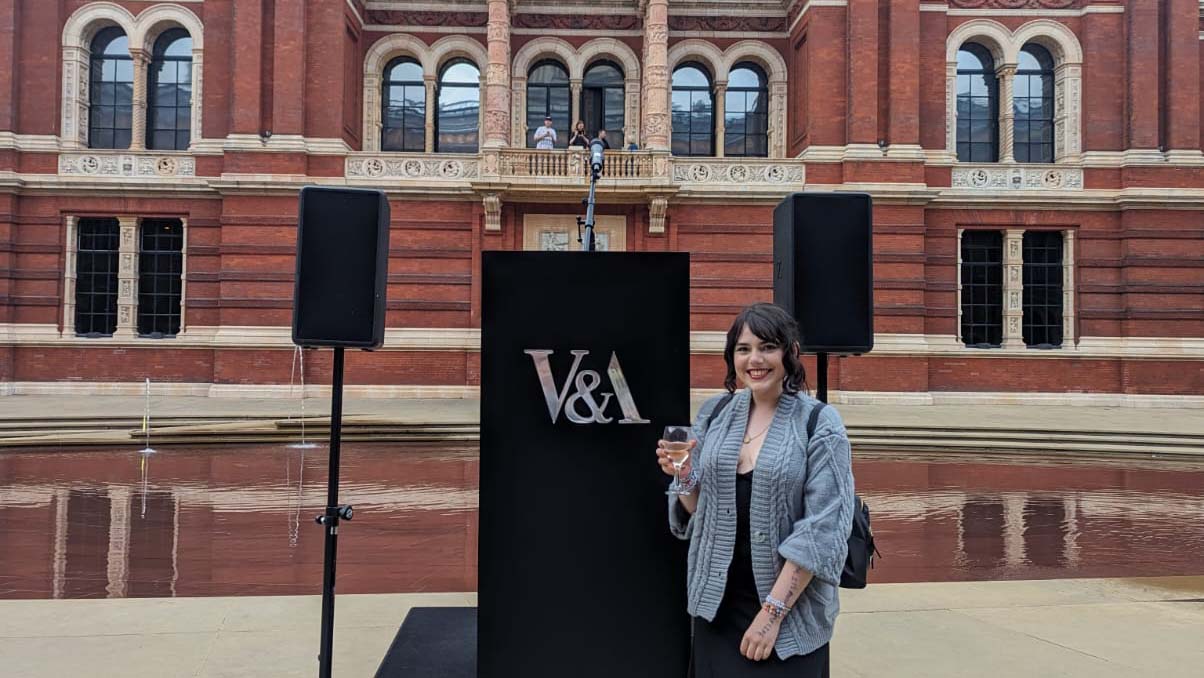 Iona Murphy outside the V and A museum
