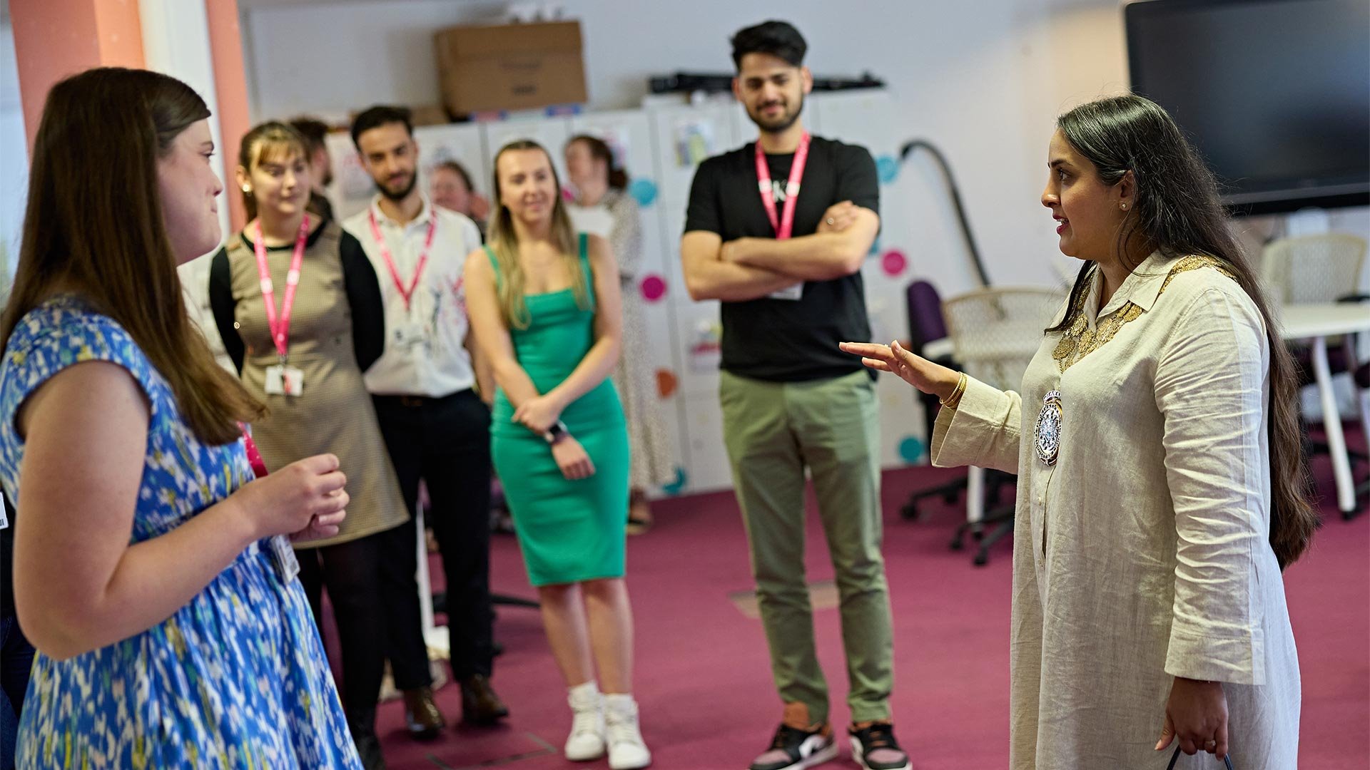 Mayor of Kirklees Nosheen Dad with the Students' Union executive team