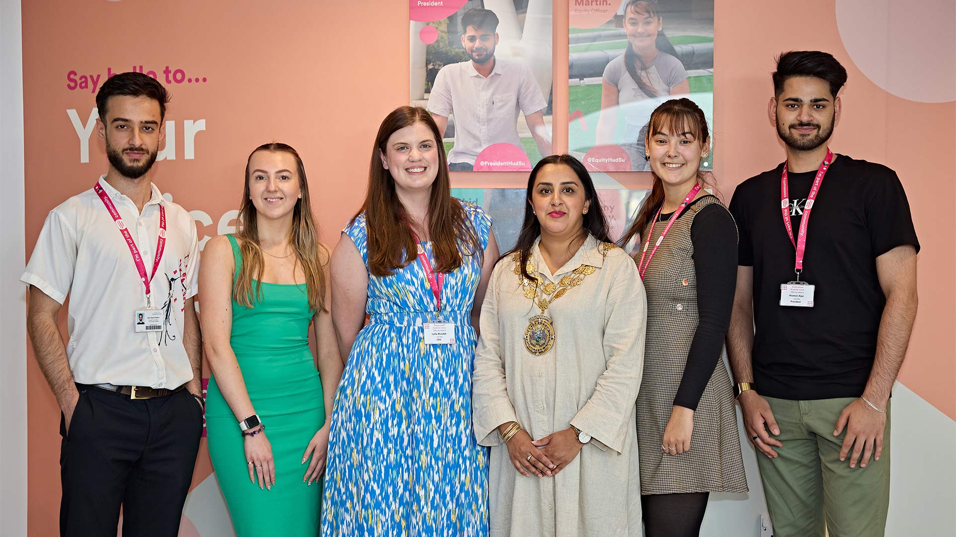 Mayor of Kirklees Nosheen Dad with the Students' Union executive team