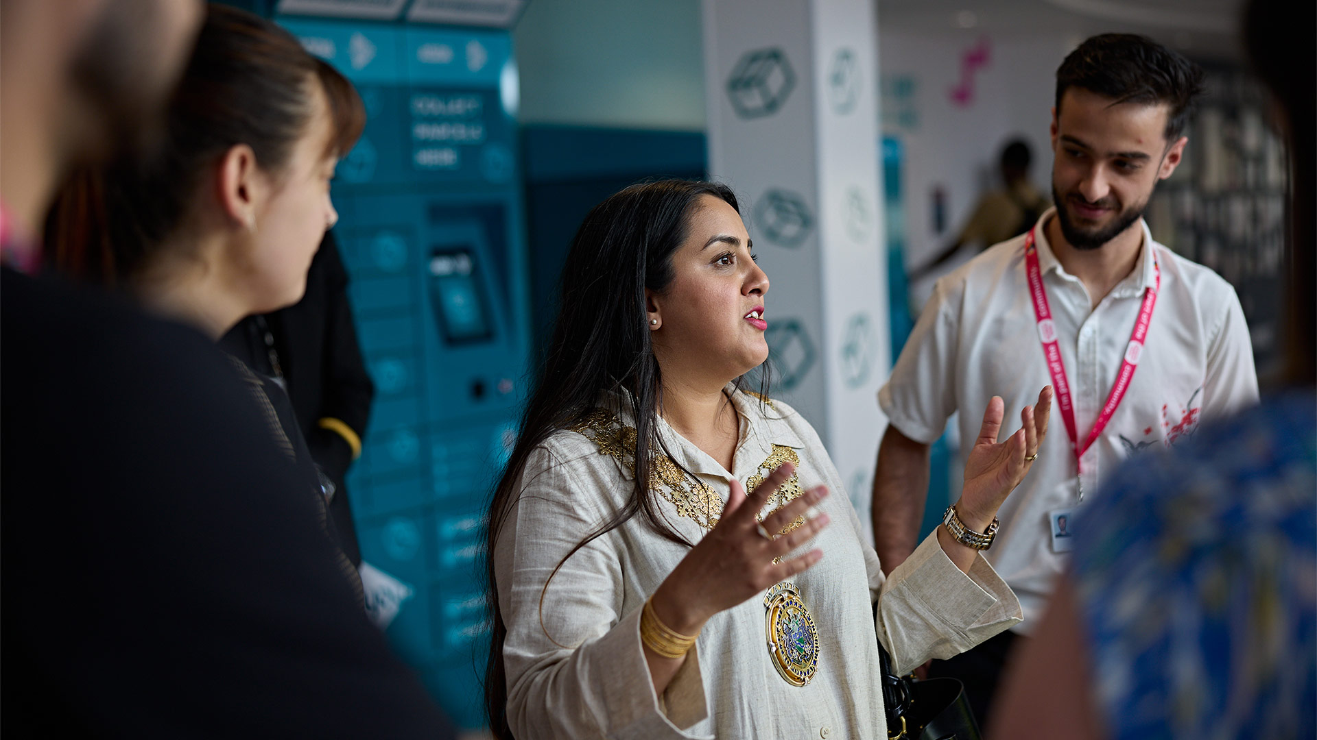 Mayor of Kirklees Nosheen Dad with the Students' Union executive team