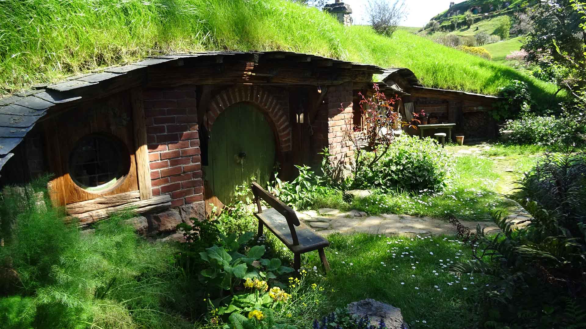 A Hobbit hole at the Hobbiton visitor attraction in Matamata in New Zealand