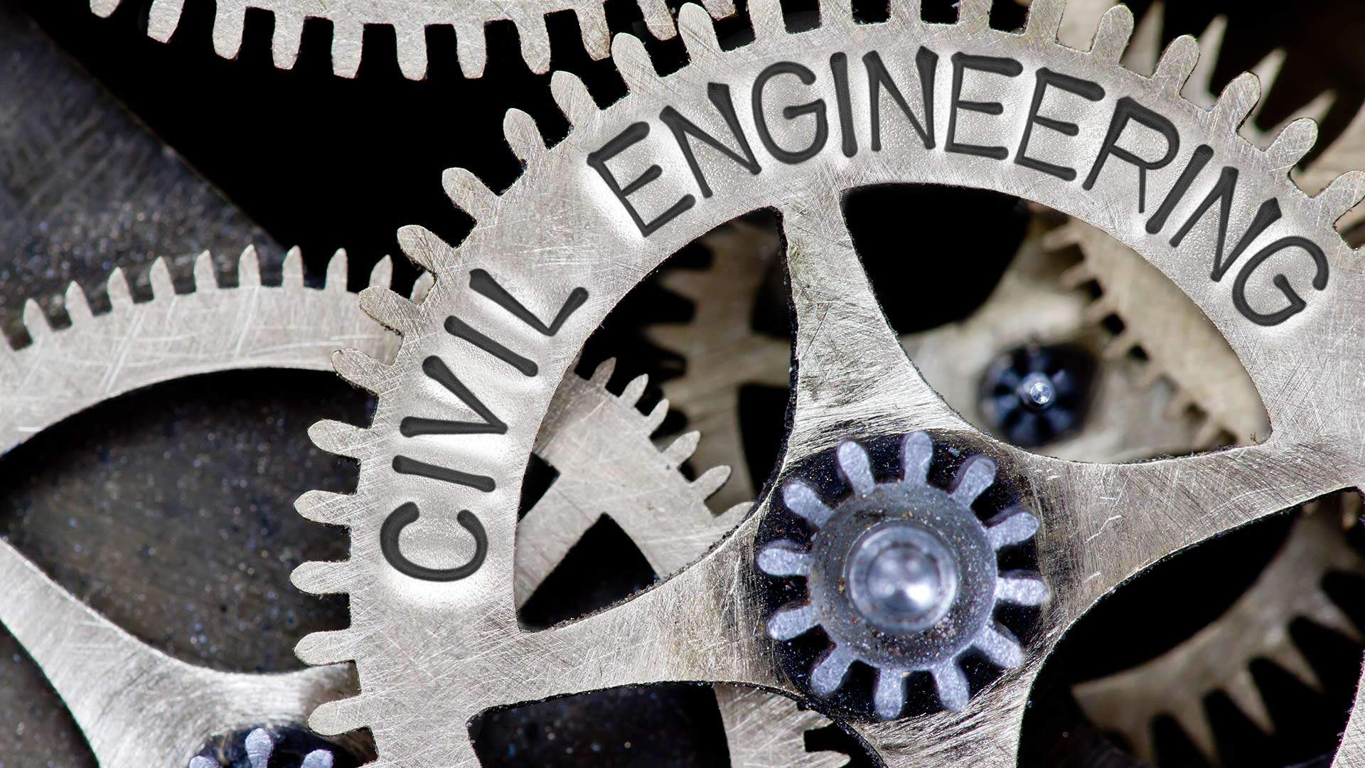 metal cogs with the word civil engineering engraved on one