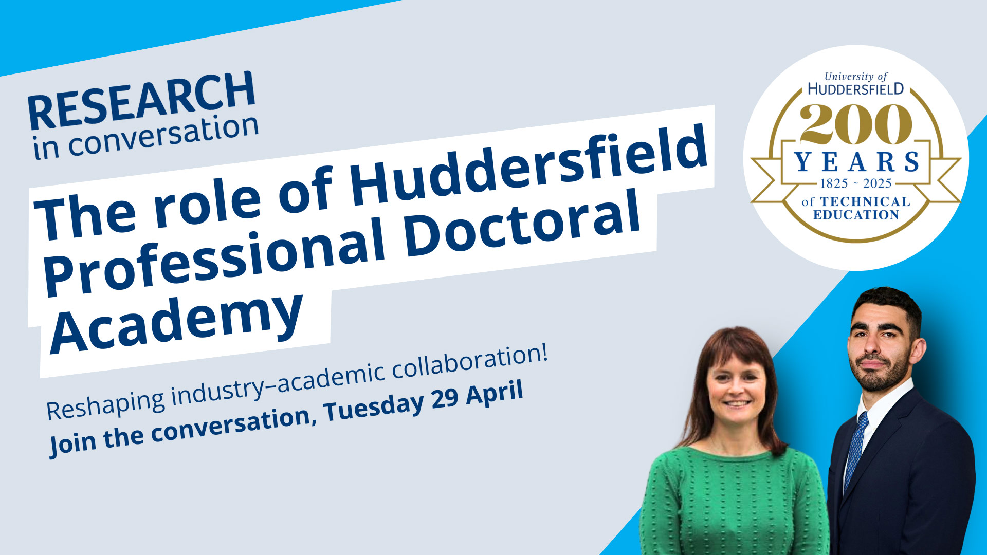 Research in Conversation event graphic for April 2025