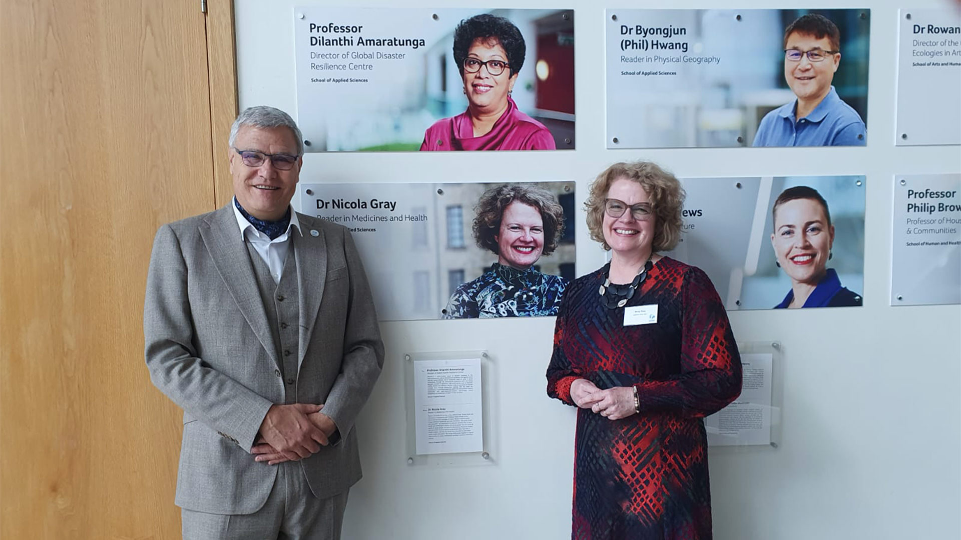 Professor Didier Jourdan and Dr Nicola Gray at a UNESCO event at the University of Huddersfield