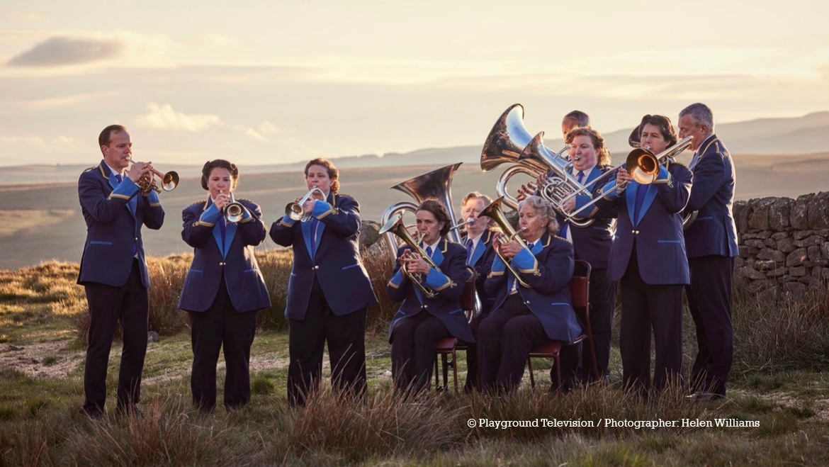 Skipton Brass Band play outdoors