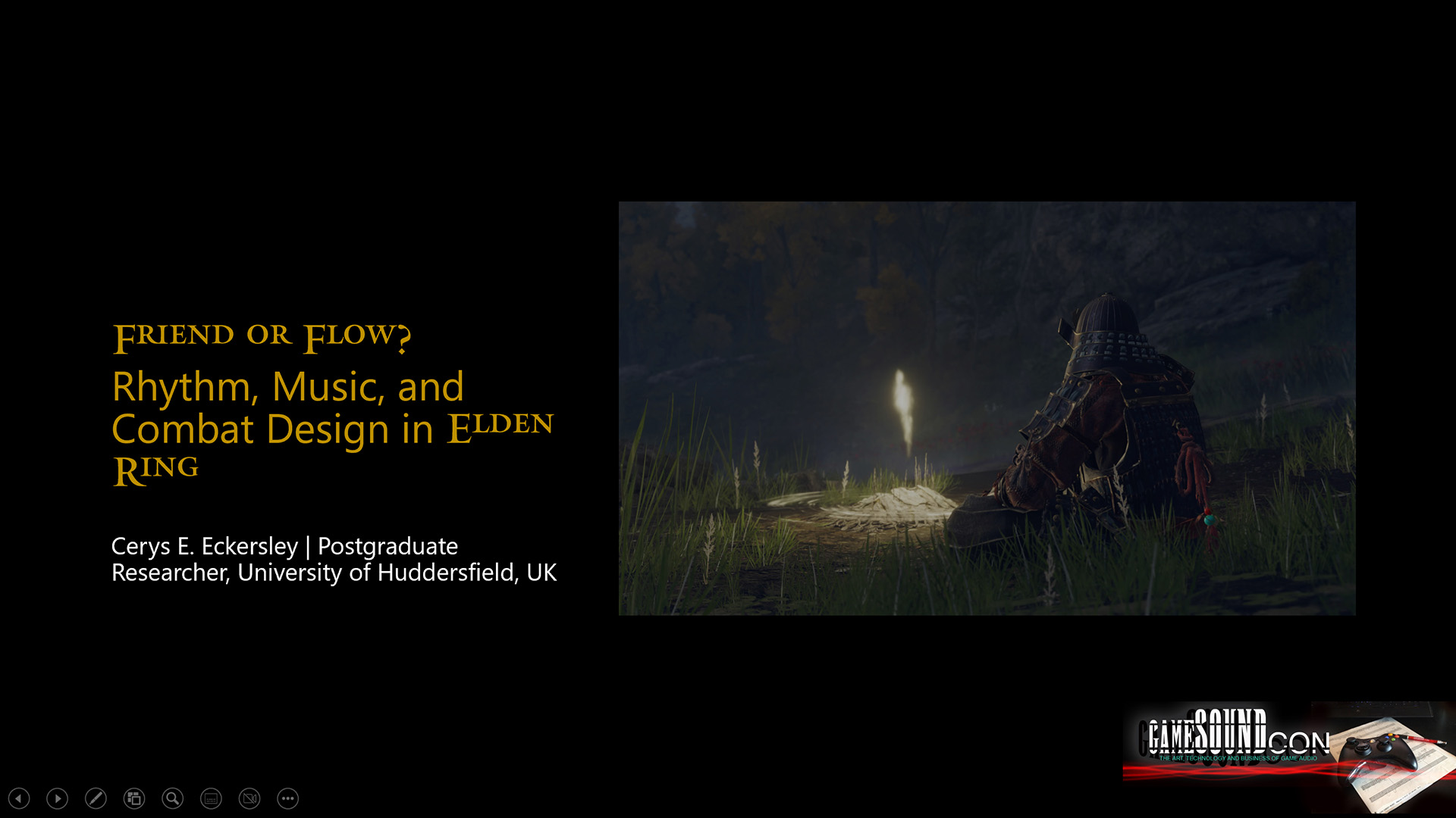 A screen grab of a video game research presentation