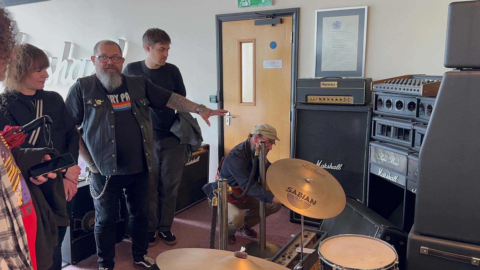 Researchers look at Marshall drums and kit