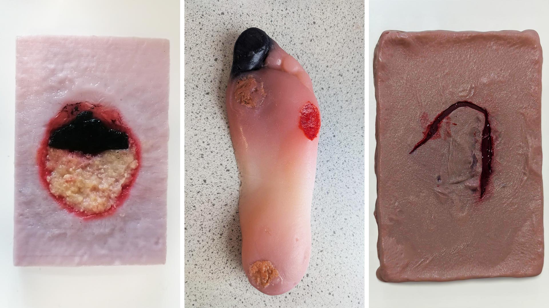 Examples of wound models made for practicing treatment