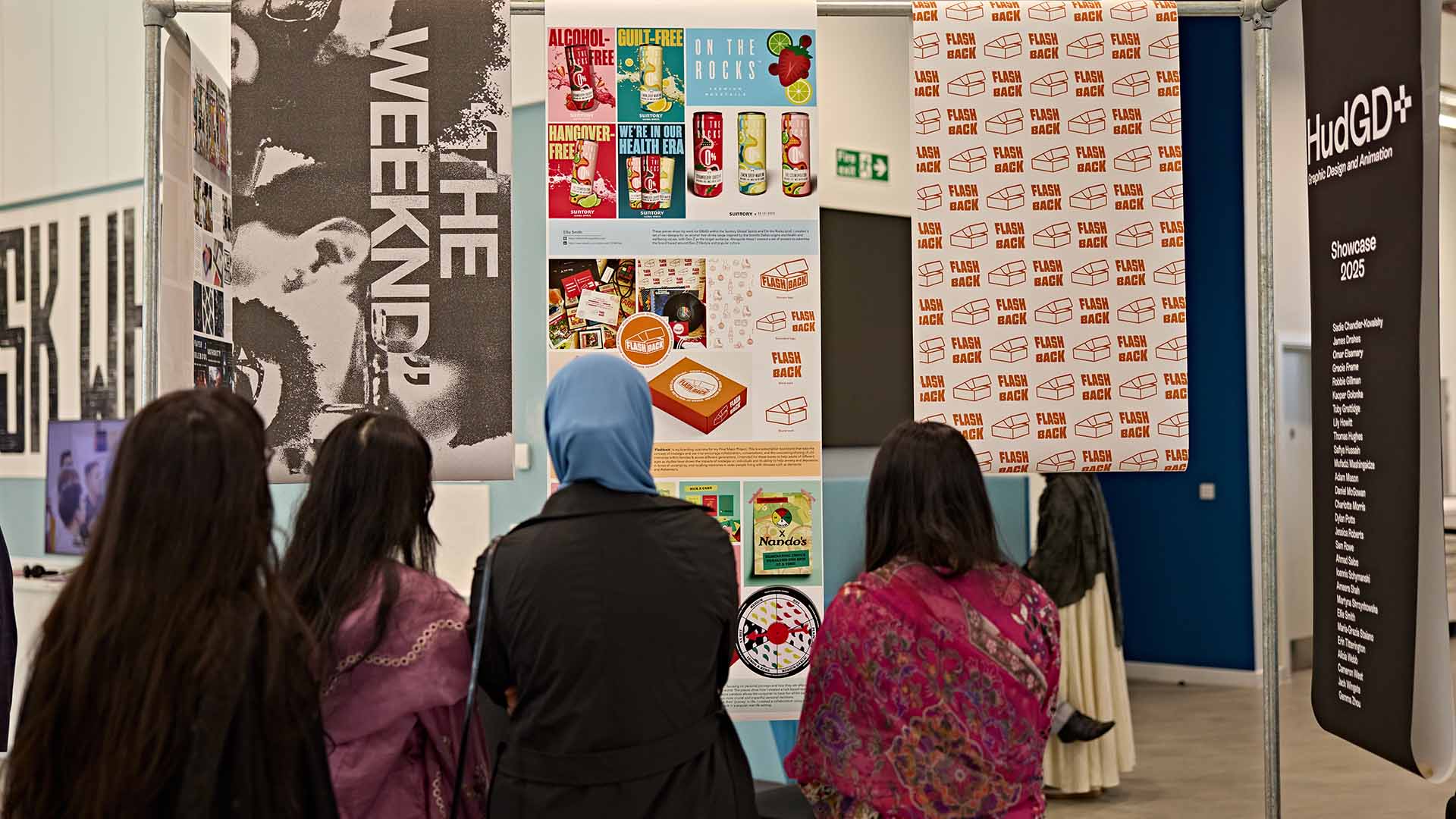 Students admire their artistic creativity