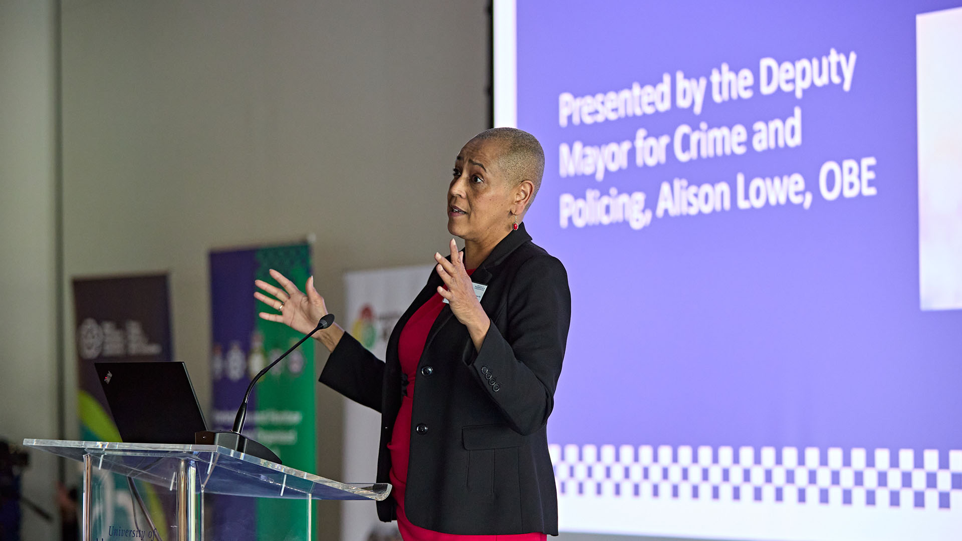 Alison Lowe speaks at a conference