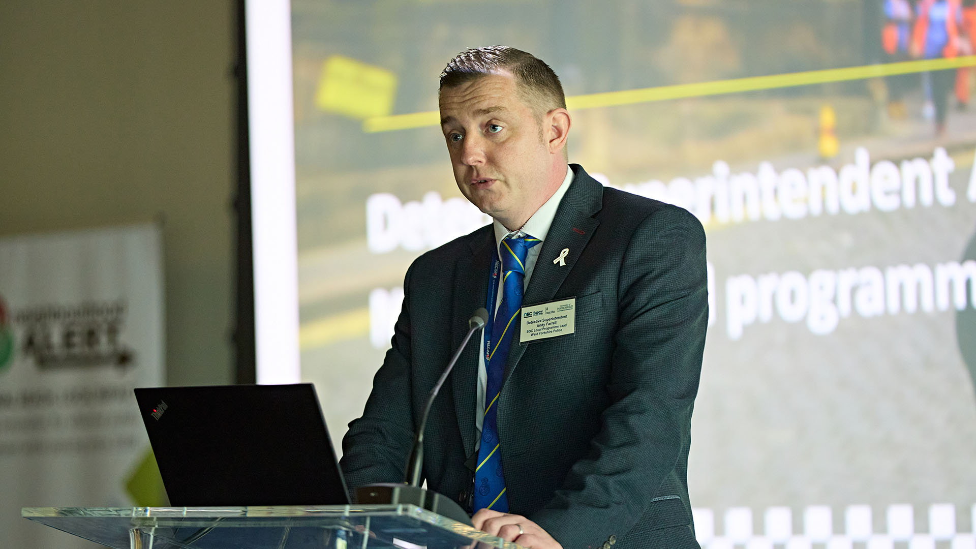 Andy Farrell speaks at a conference