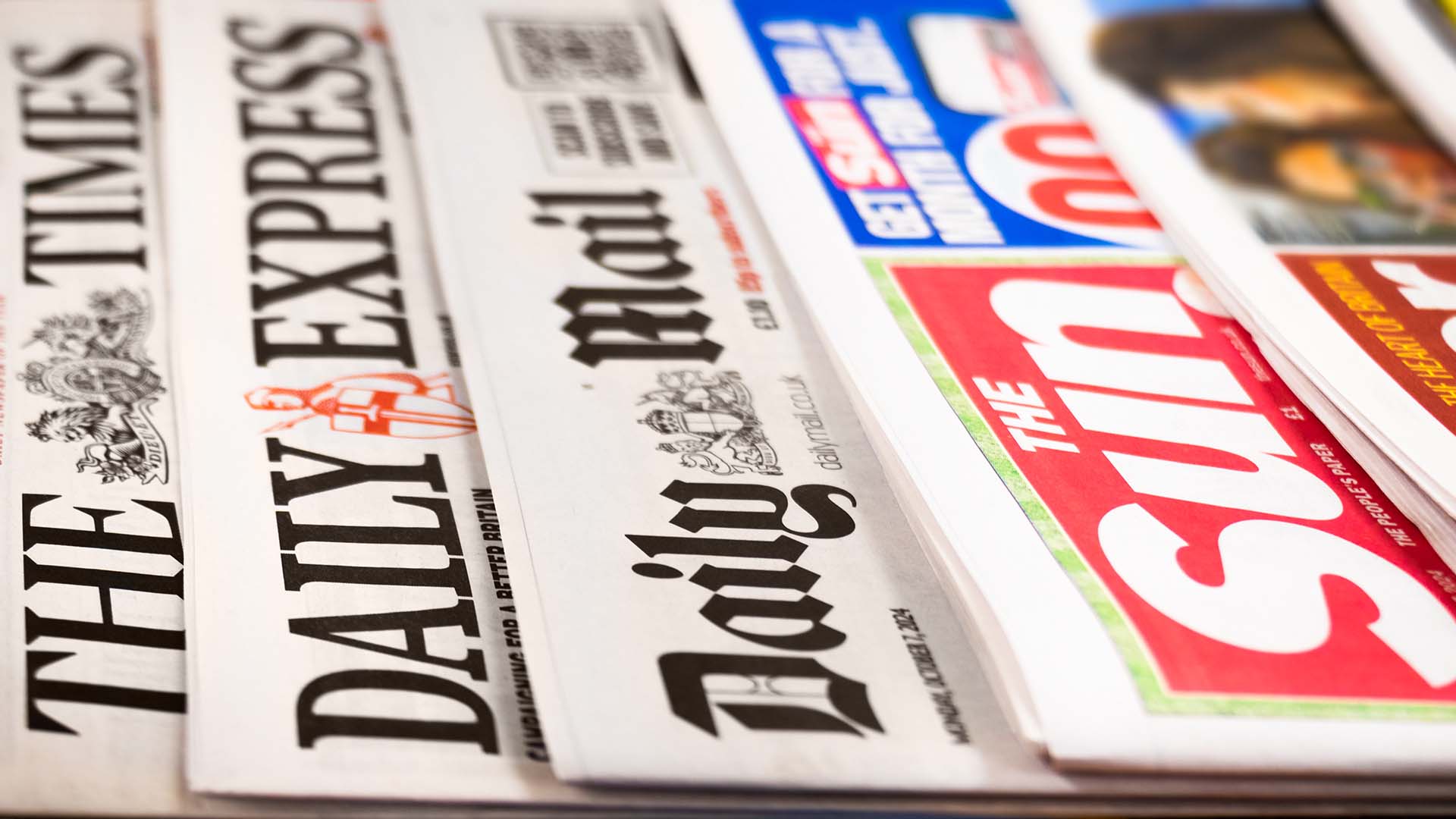 Newspaper mastheads laid down