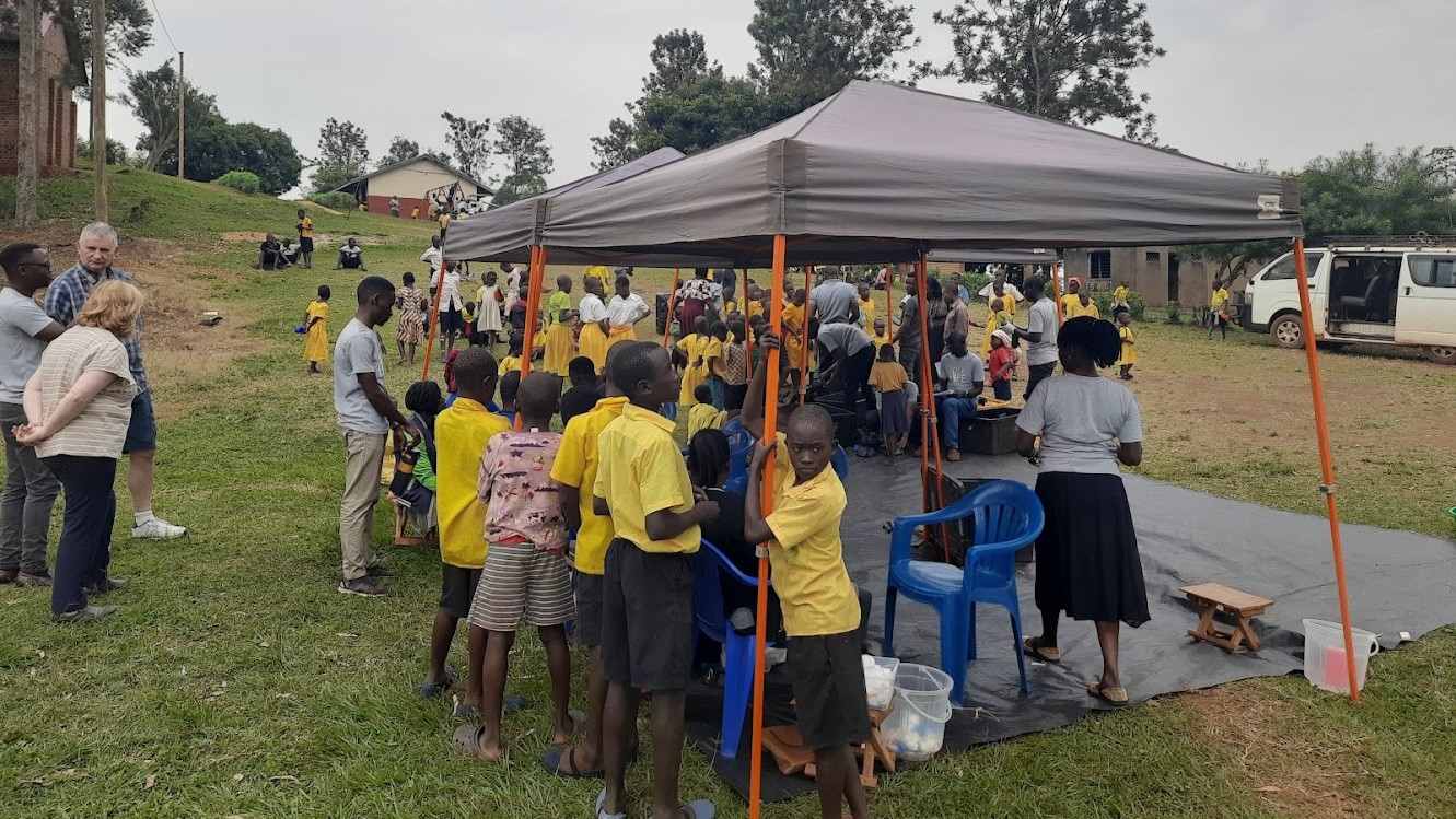 Children outside a school in Uganda