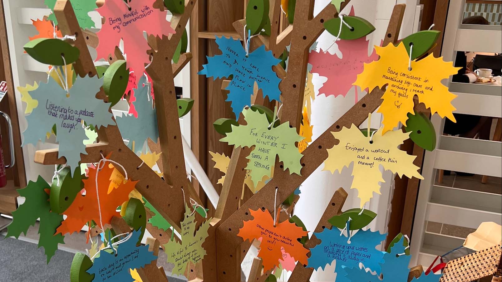 A card tree with positive messages