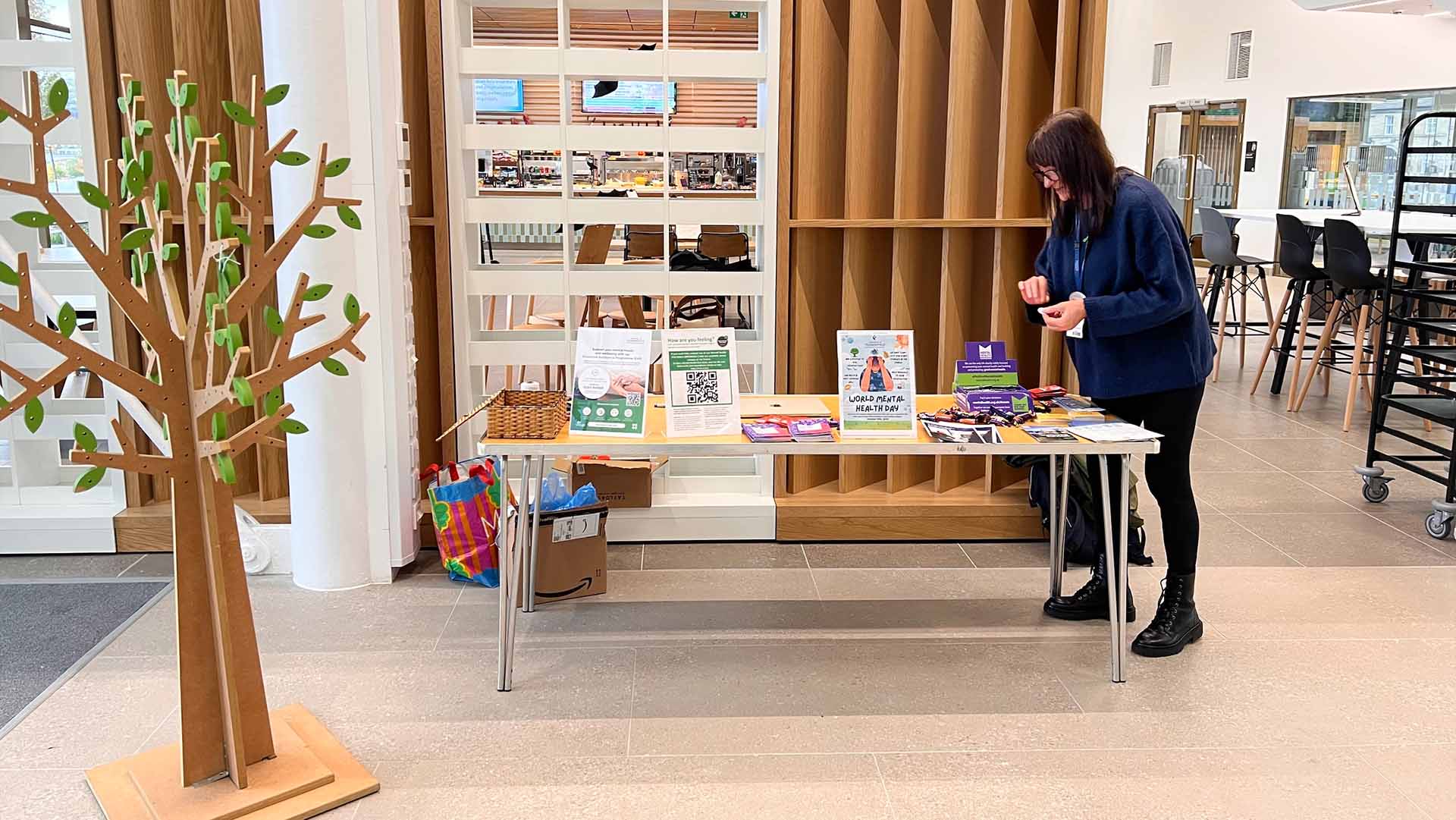 World Mental Health day display in the Daphne Steele Building