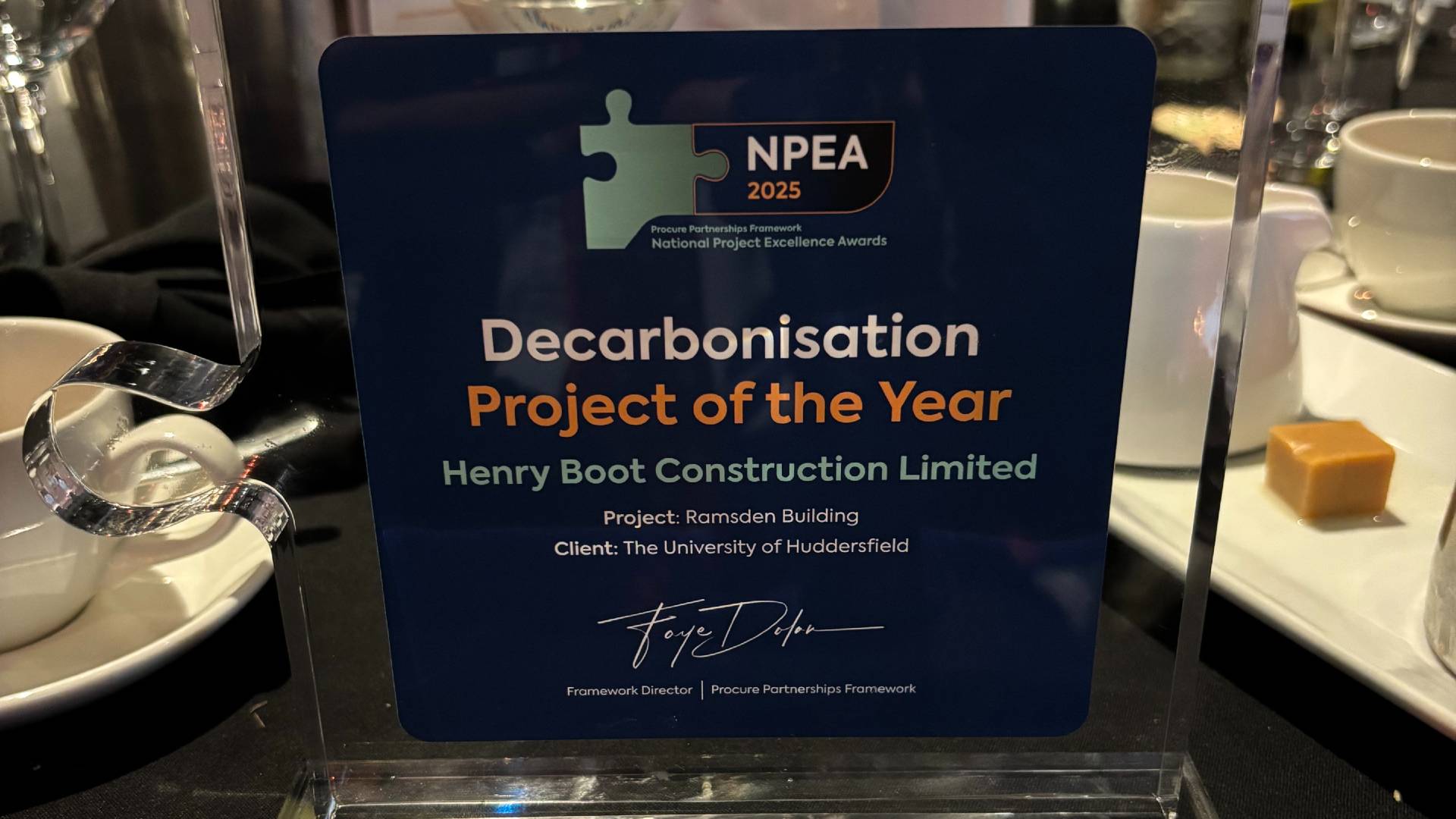 An award sitting on a table