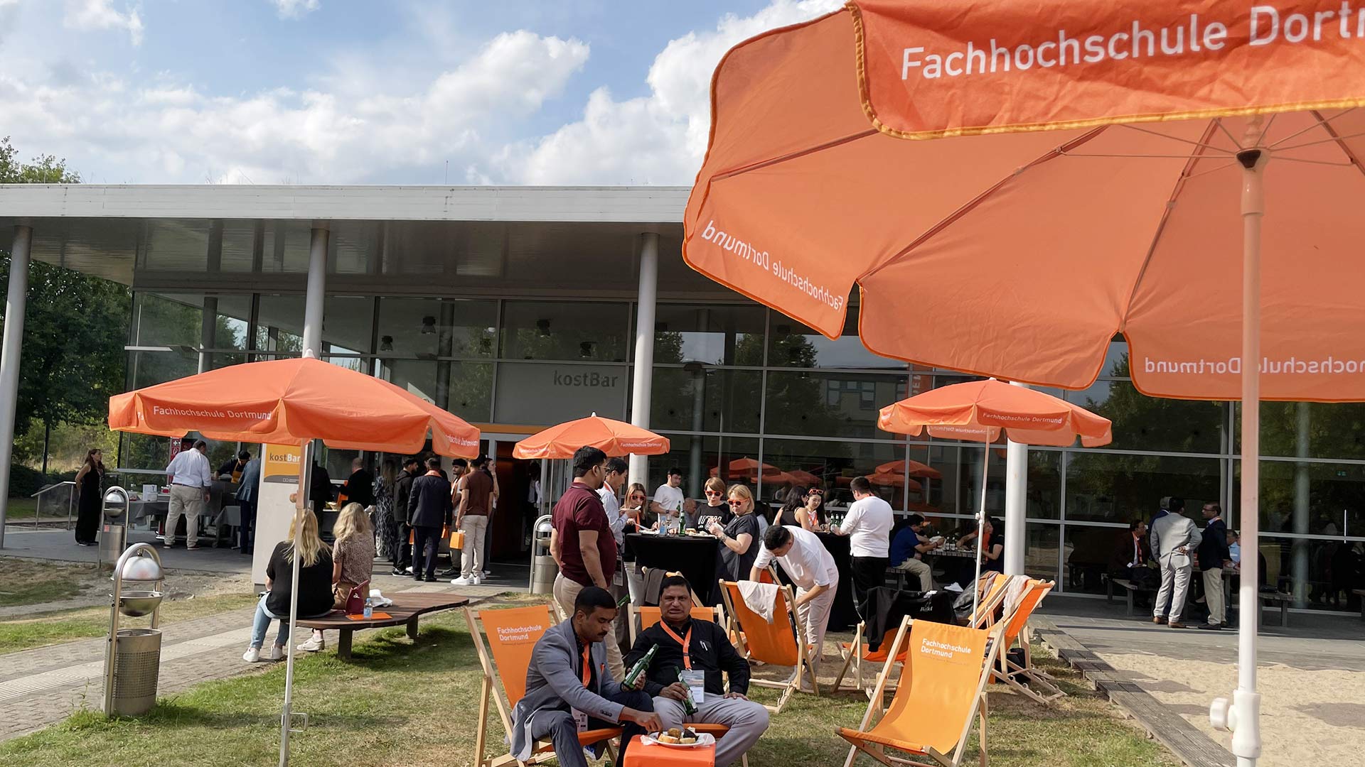 students socialising at a summer school event