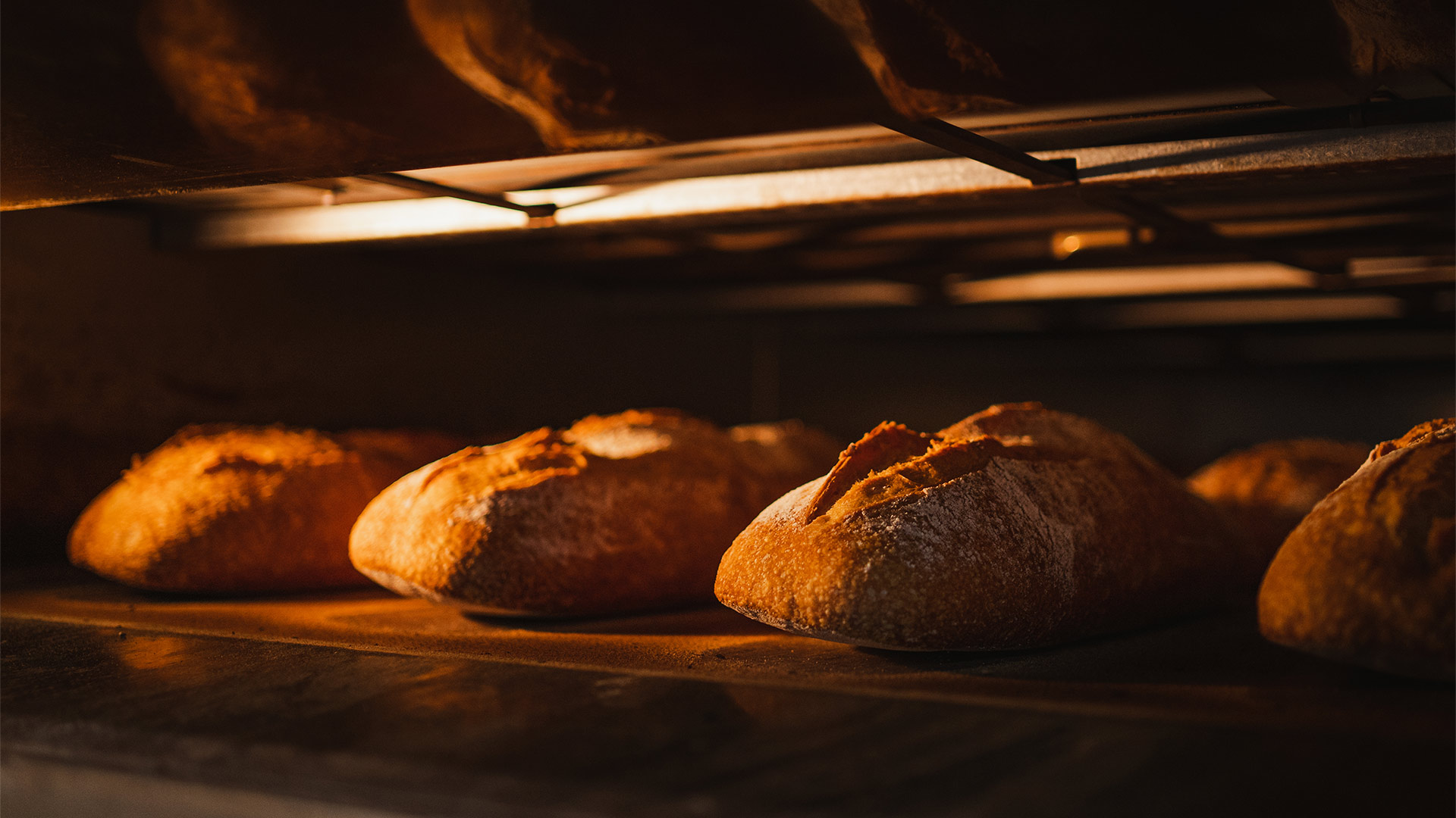 A loaf of bread in an oven