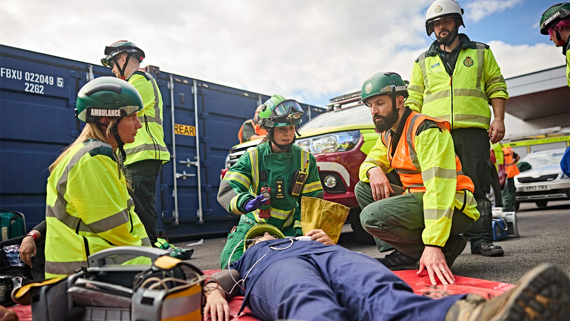 Paramedic and nursing students taking part in major incident training exercise