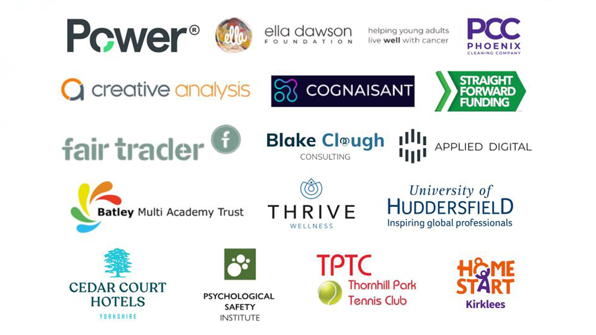 Logos of business involved in a project with University of Huddersfield