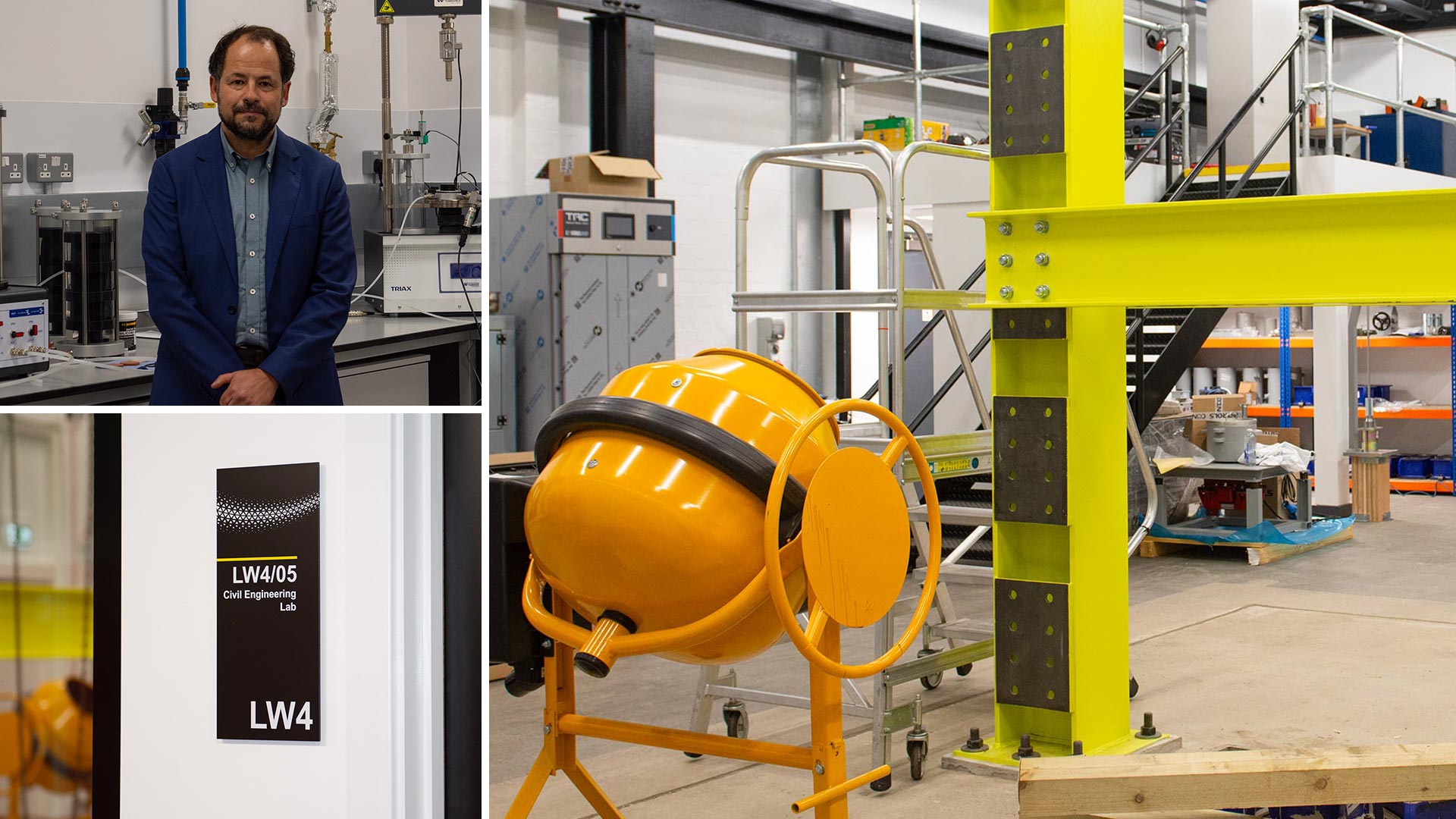 The inside of a new structural lab with various equipment