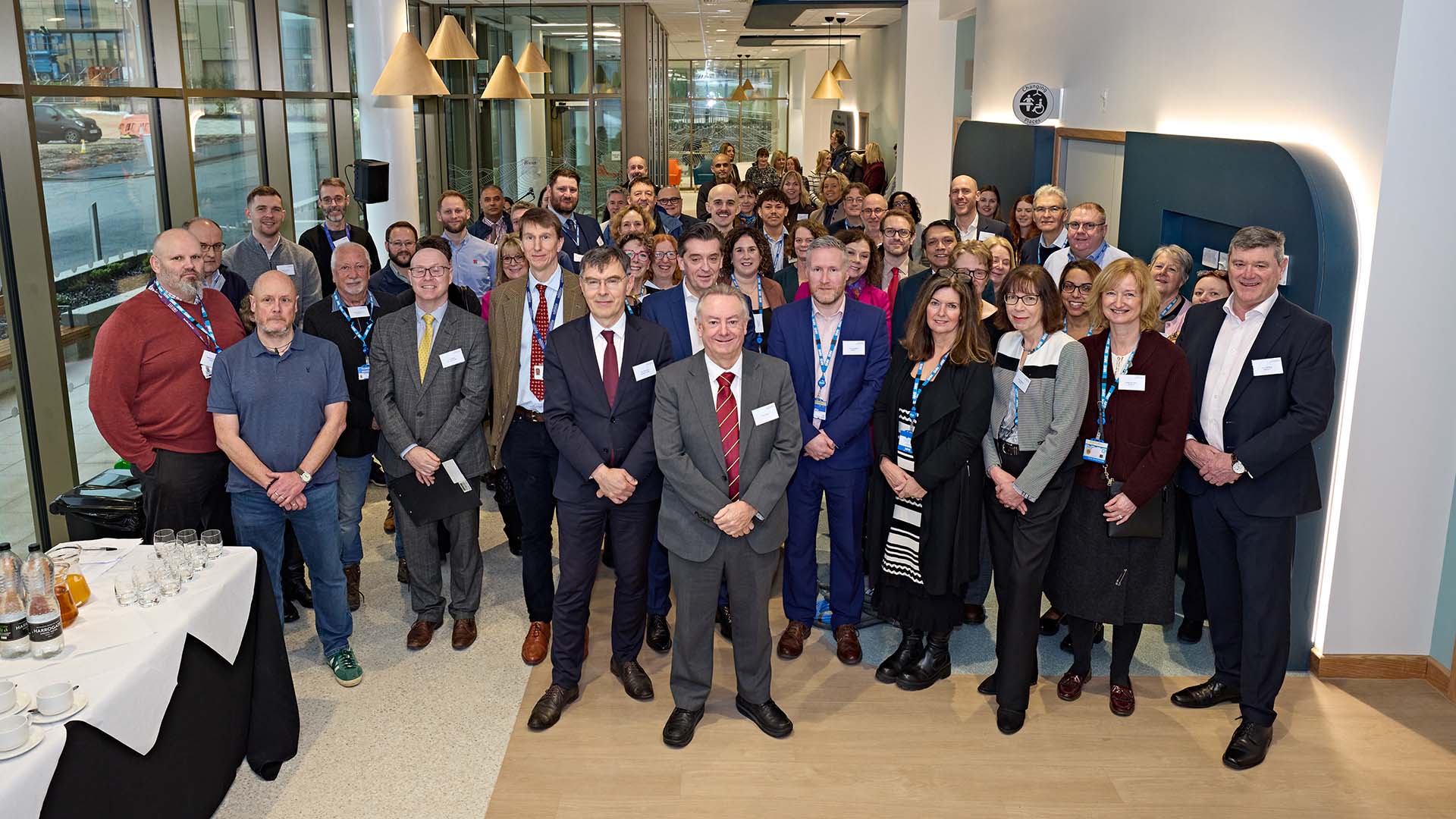 Visitors in the foyer of the Emily Siddon Building