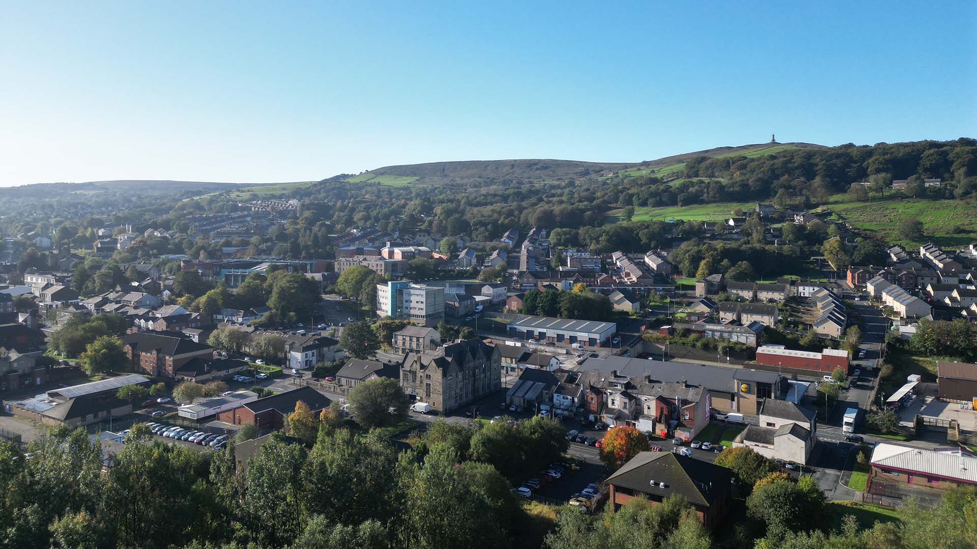 An aerial shot of Darwen in Lancashire