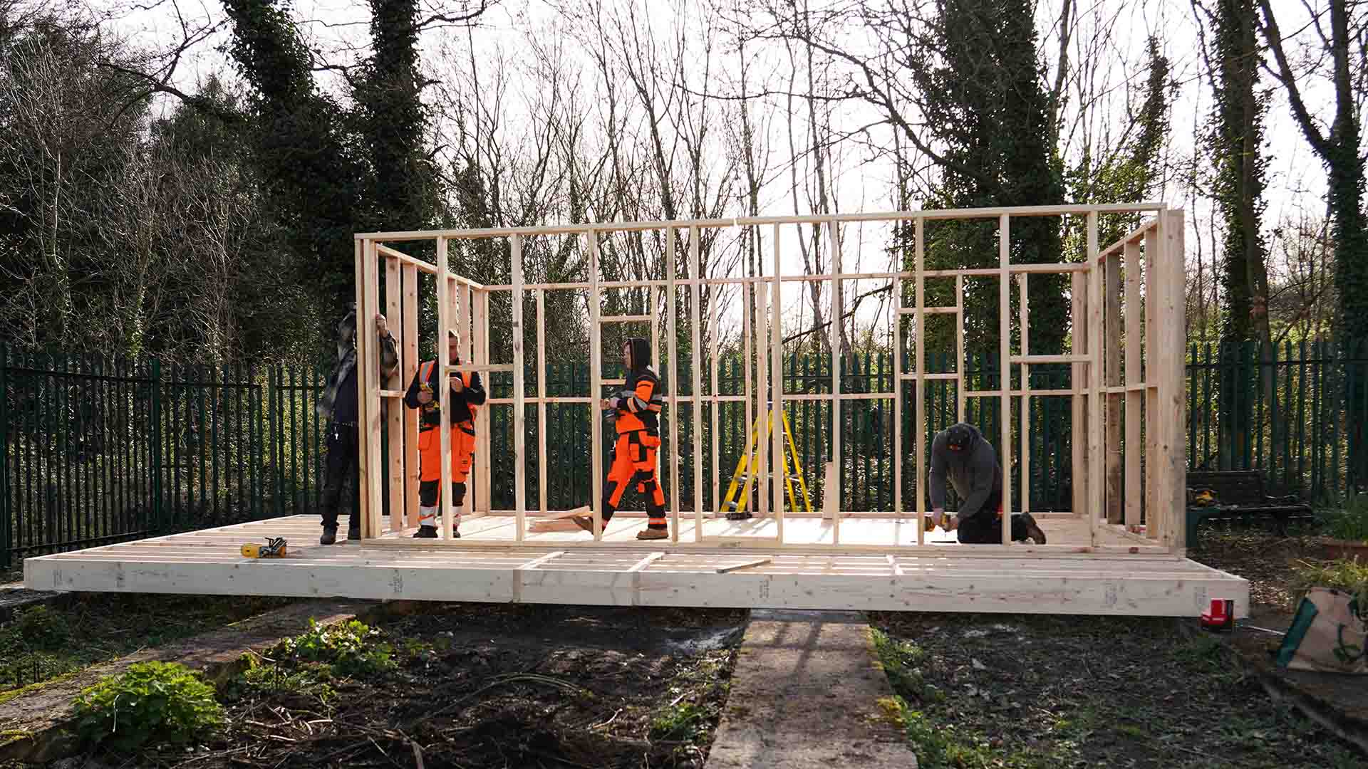 A shelter being built