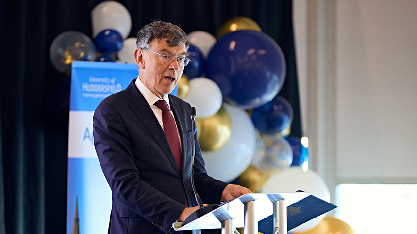 Professor Tim Thornton does a speech