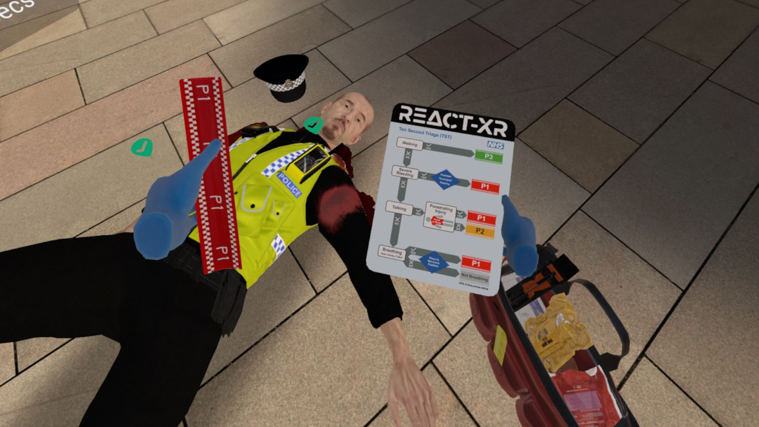 VR recreation of an injured police officer being treated