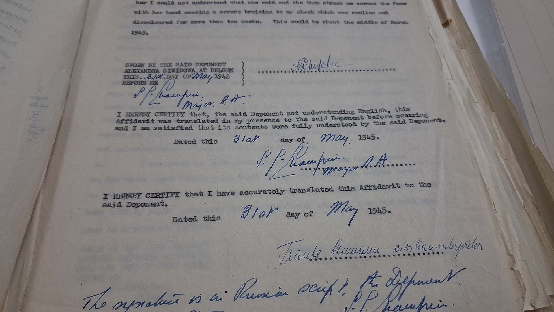 Part of an affadavit