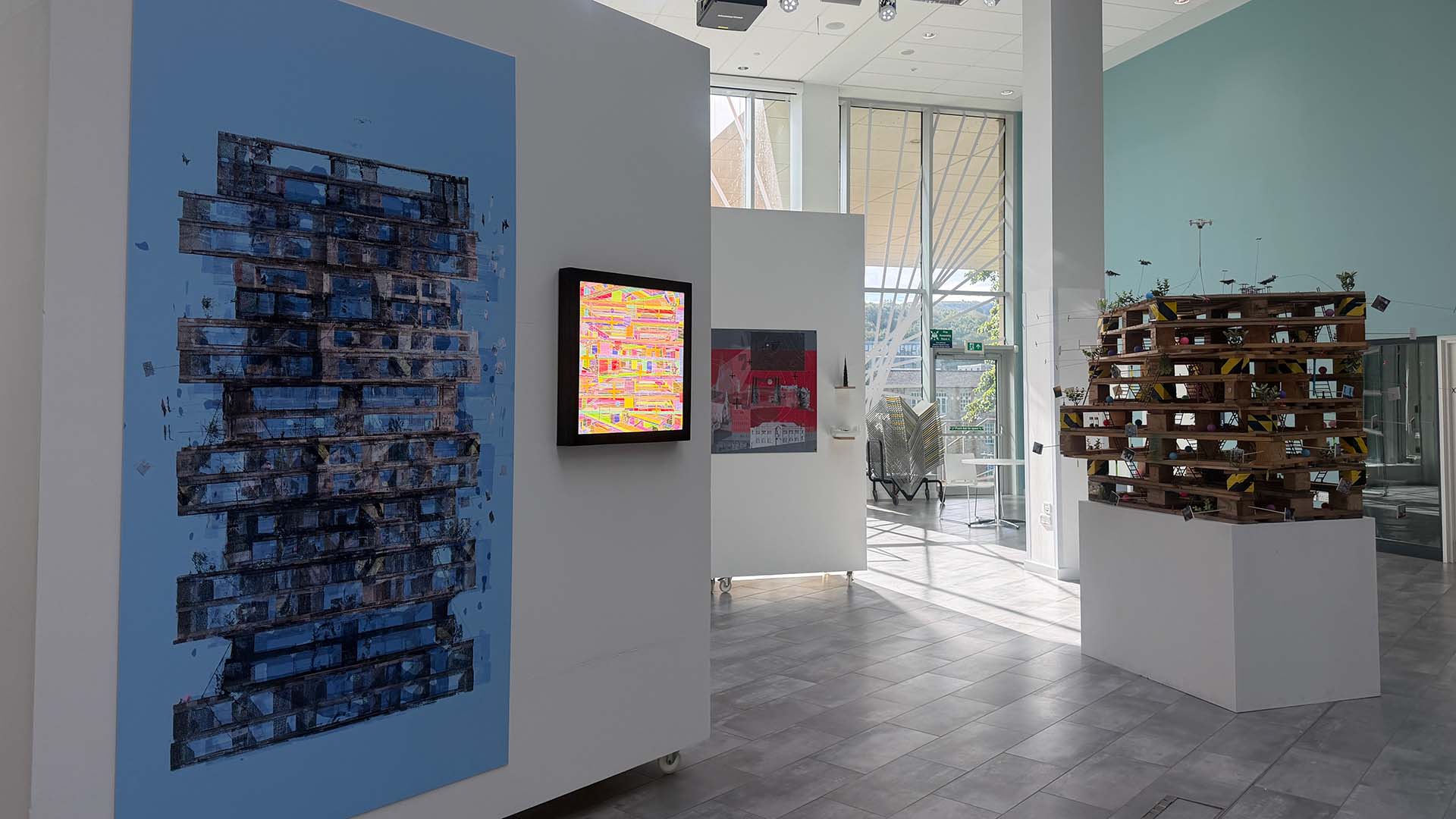 Artwork on display in the Barbara Hepworth Building atrium