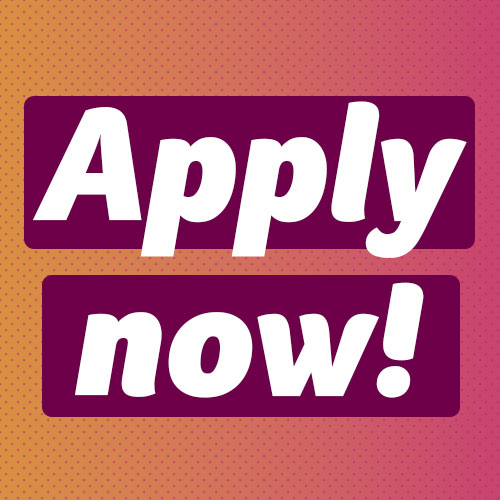 Graphic that says 'Apply now!'