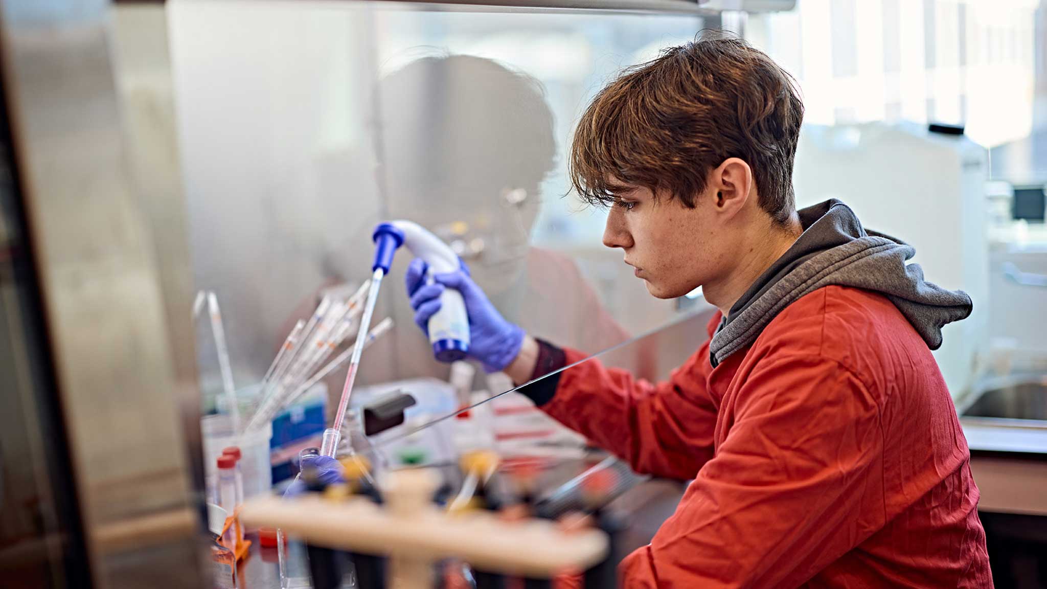 Placement student working in a lab
