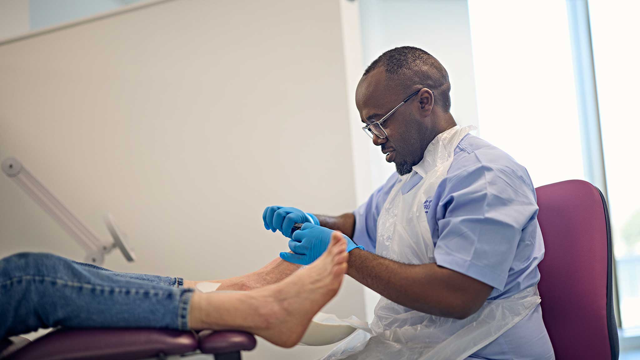 Placement student working in a healthcare setting