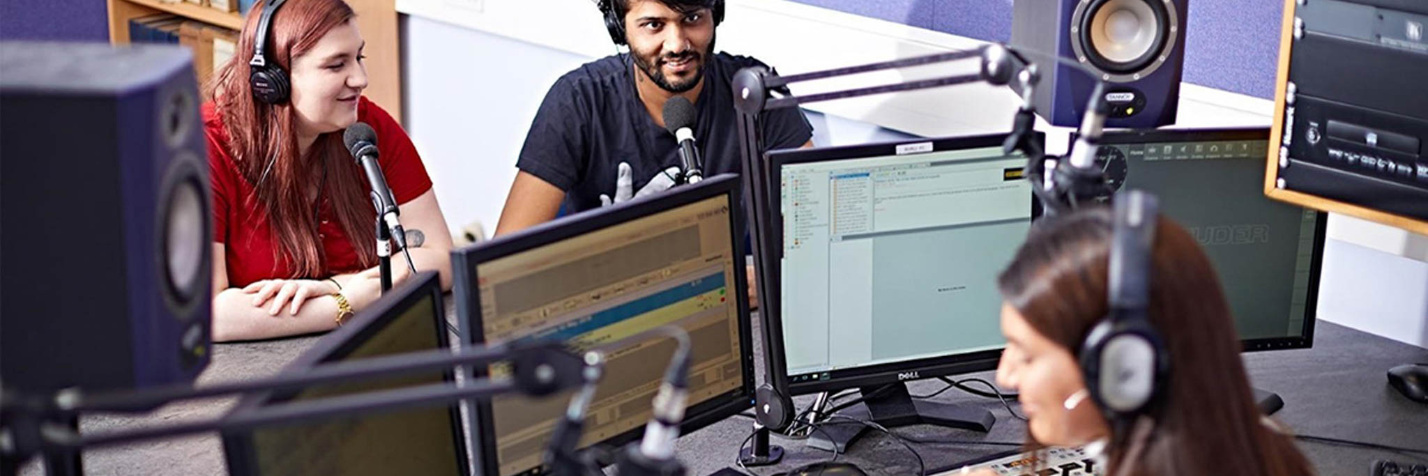 Students in a recording studio