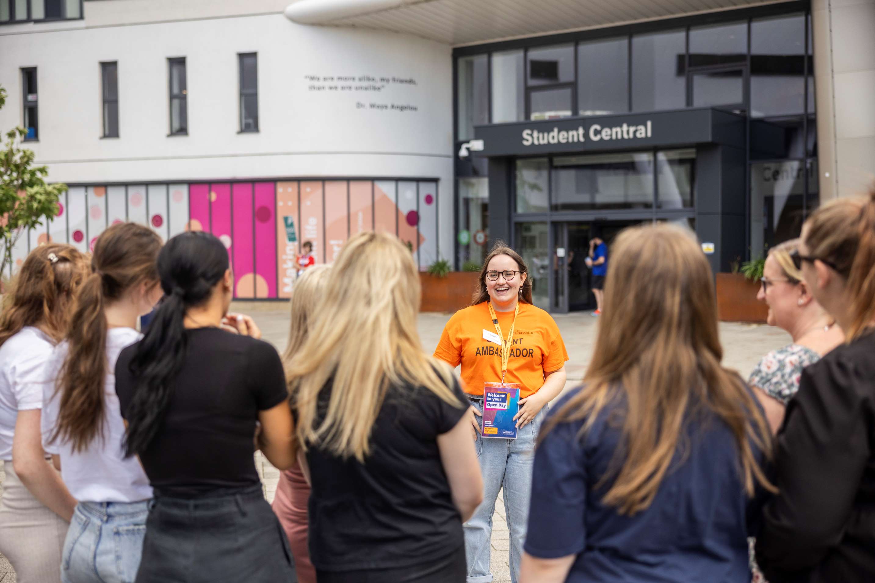 Student ambassador leading a campus tour