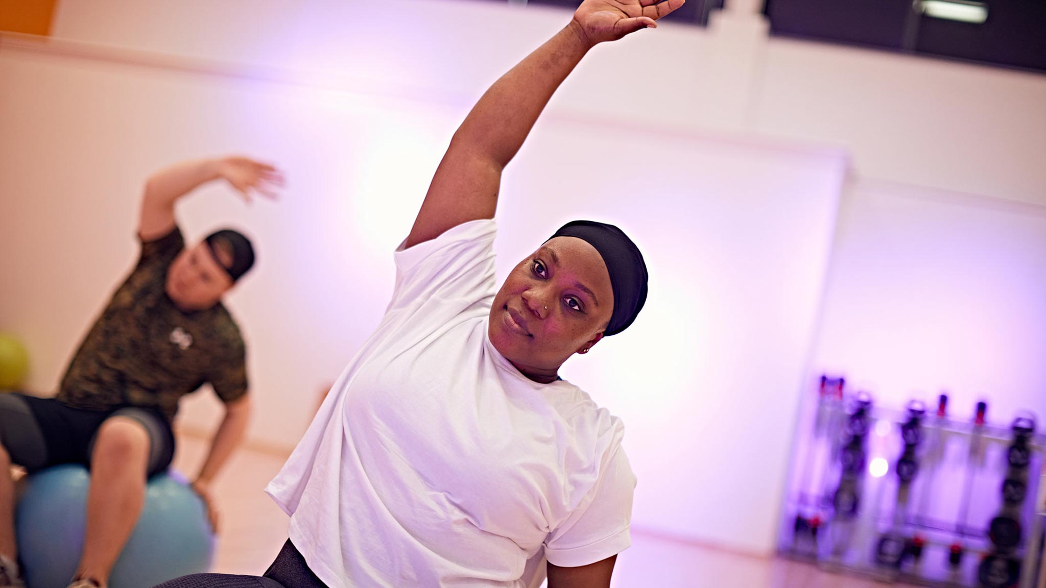 A student at a gym class