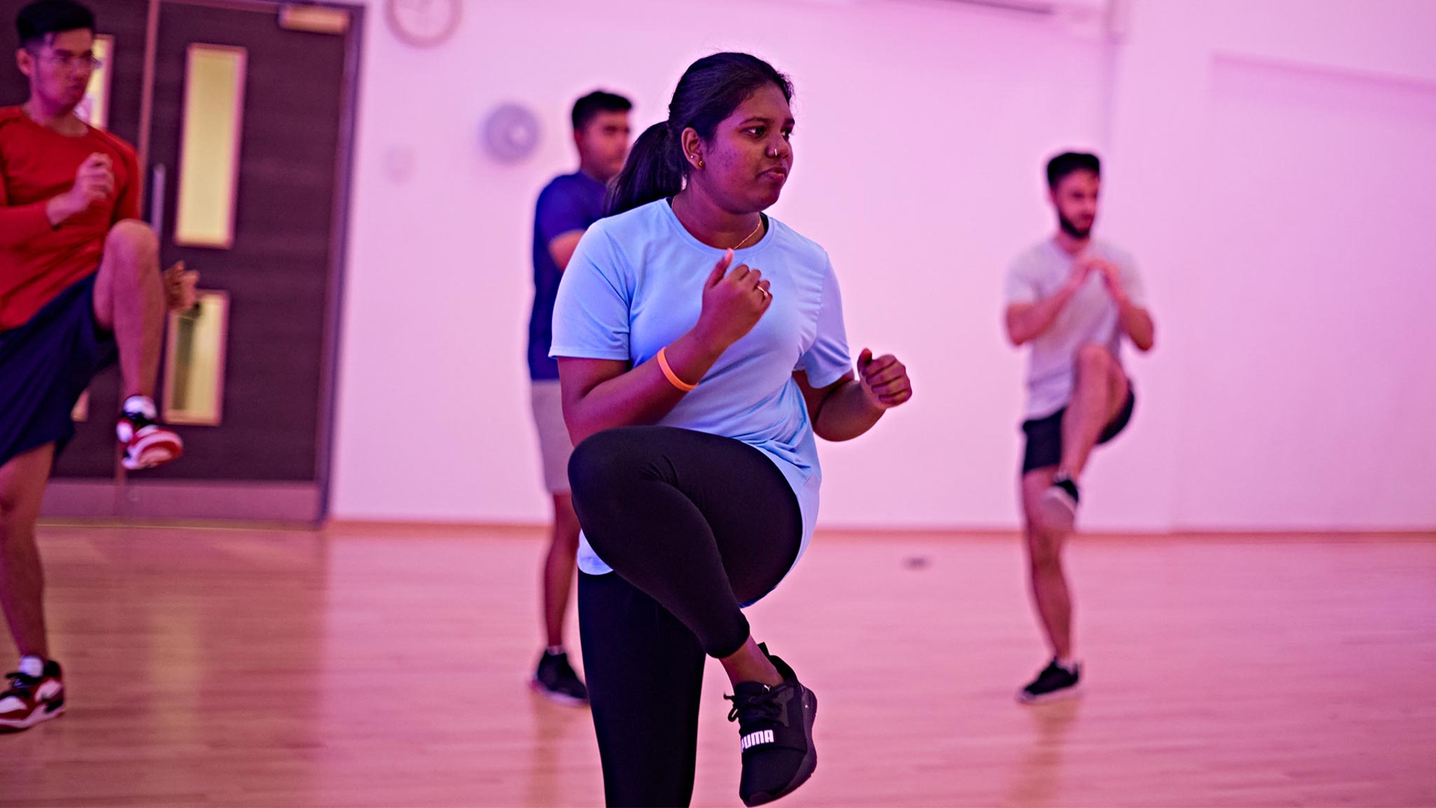 A student at a gym class