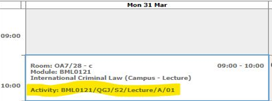 Screenshot showing the period slot for a January cohort - QGJ/S2