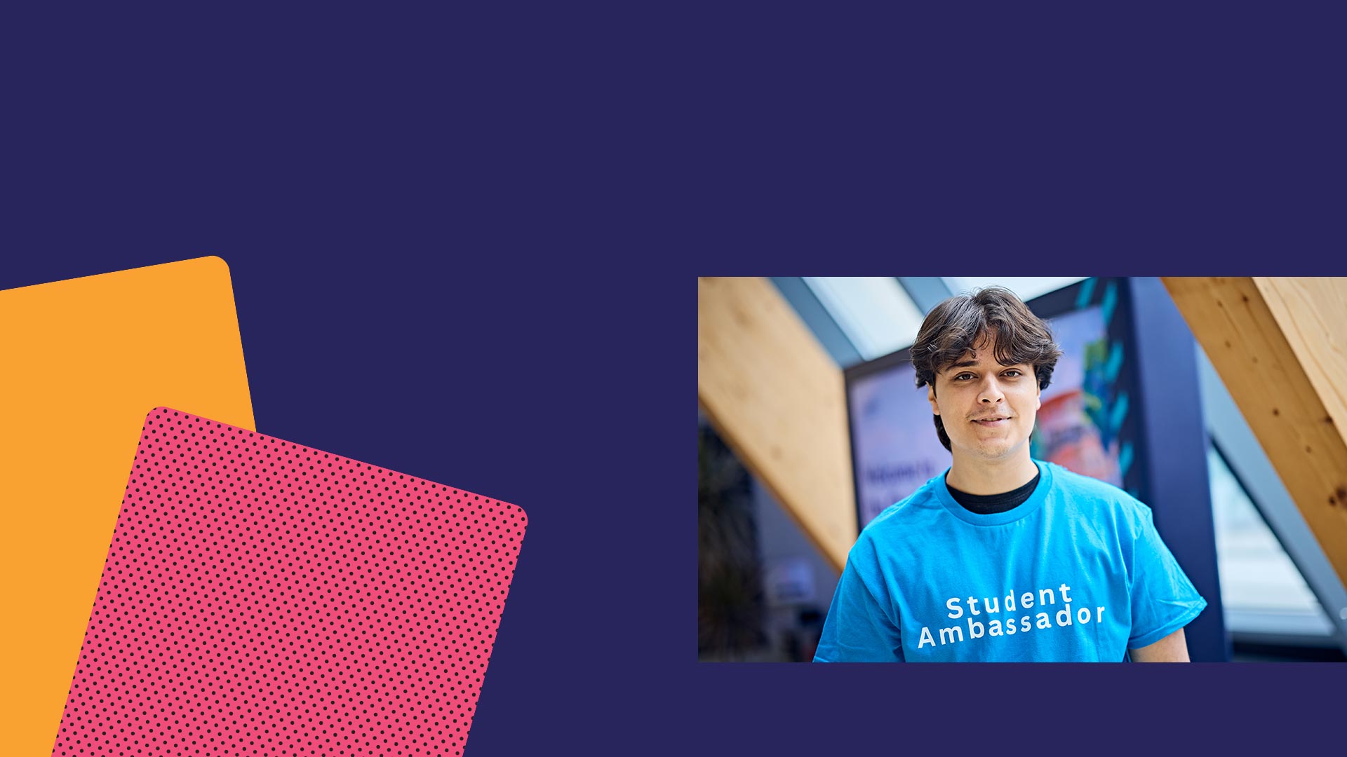 A colourful web page header, with a photo of student Mohammad.