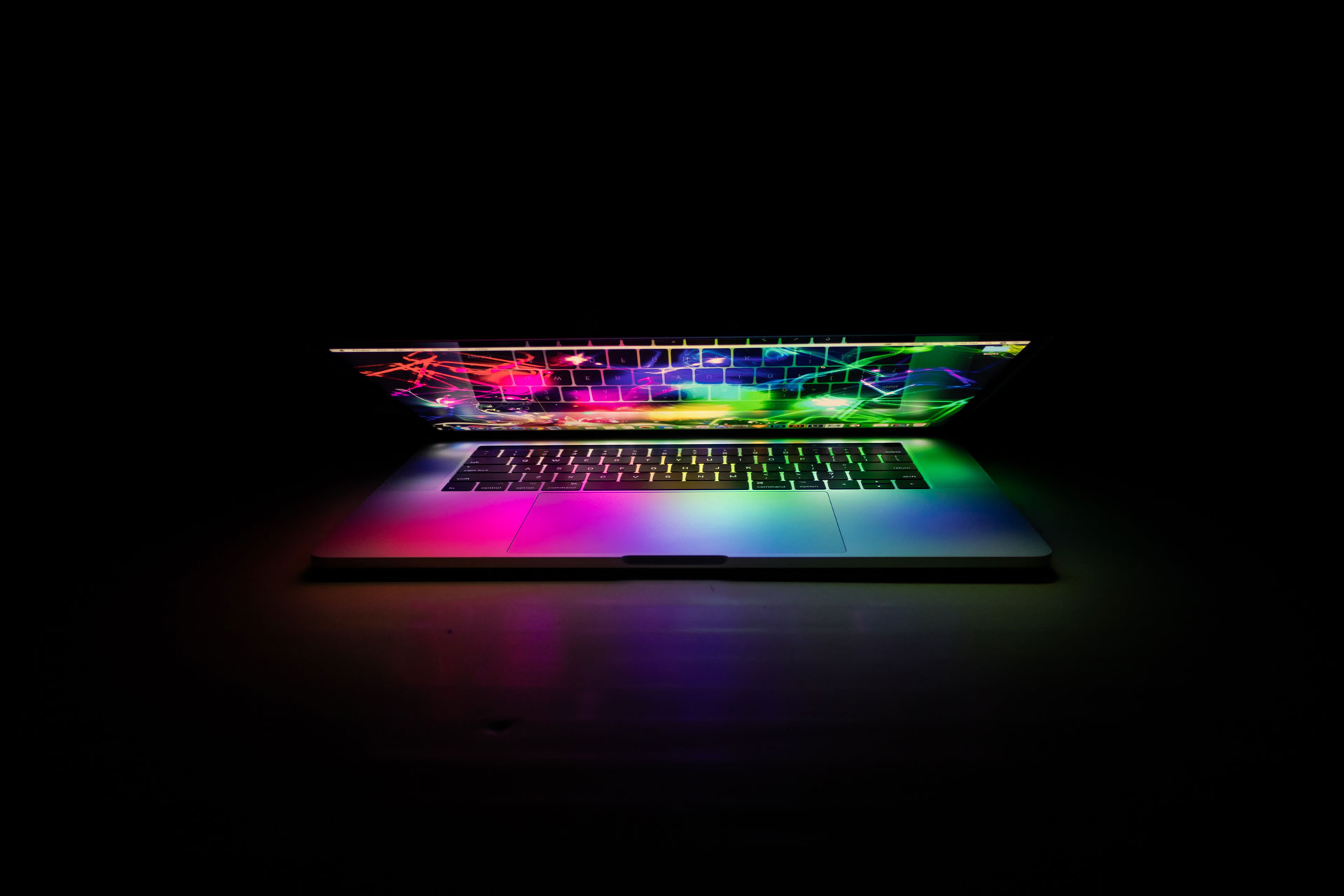 macbook with cool lights