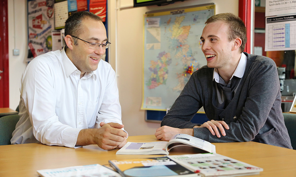 Student talks with one of the placement advisers in the Placement Unit