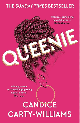 Pink book cover for Queenie by Candice Carty-Williams