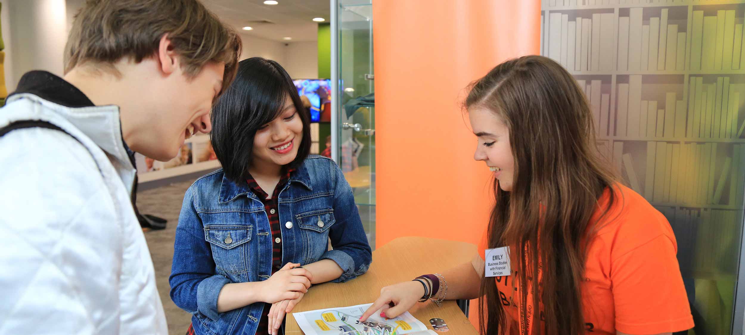 A student ambassador helping out applicants.
