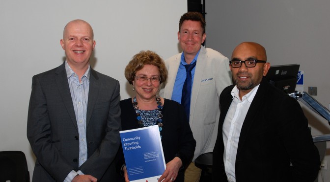 Photo of Professor Paul Thomas, Professor Michele Grossman, Kris Christmann and Dr Shamim Miah